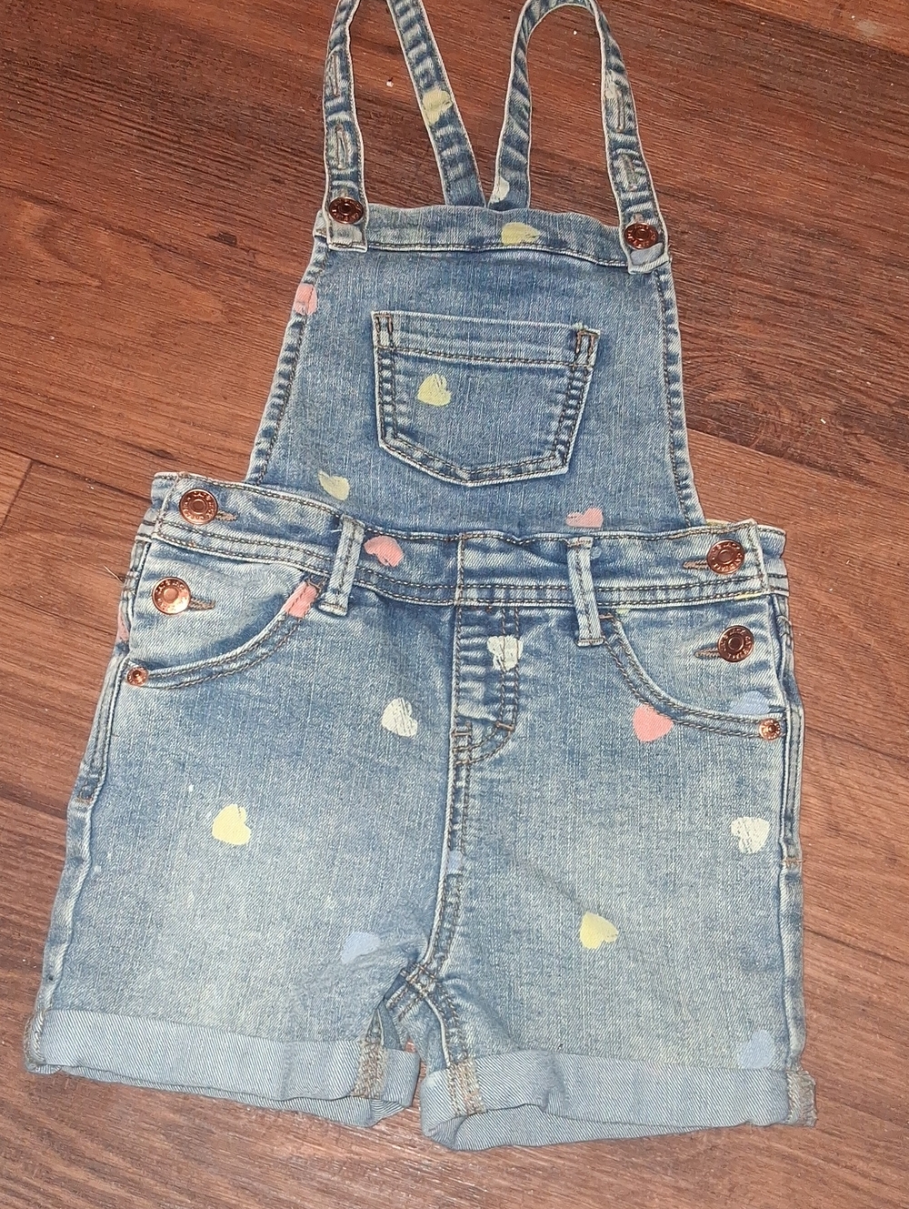 Cat & Jack Blue Denim Heart Short Overalls